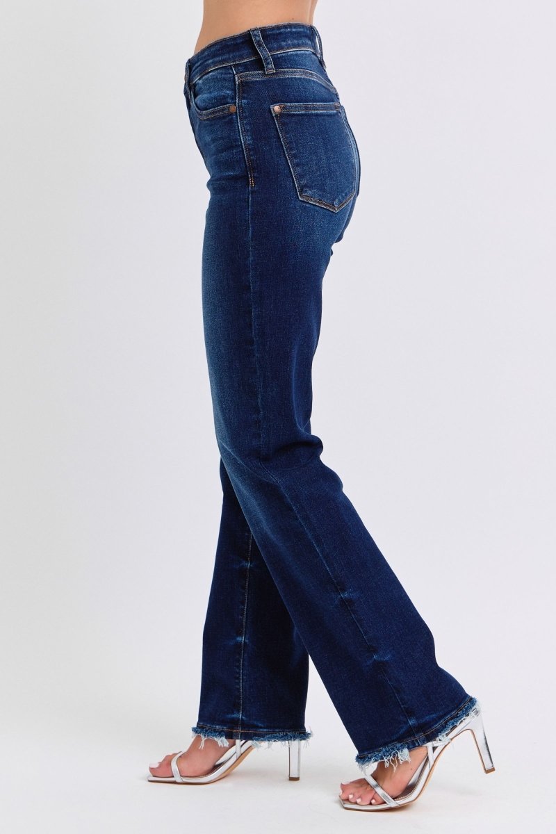 Judy Blue Full Size Raw Hem Straight Leg Jeans for Women - Love Salve
